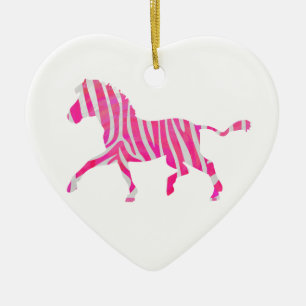 Décoration En Céramique Zebra Hot rose et blanc Silhouette