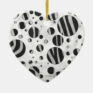 Décoration En Céramique Zebra Polka point noir et gris clair