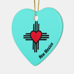 Décoration En Céramique Zia Heart Ajouter un nom Nouveau Mexique Noël Arbr