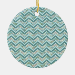 Décoration En Céramique Zigzag turquoise nacré