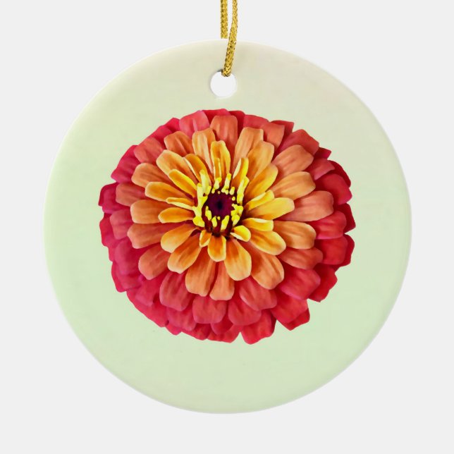 Décoration En Céramique Zinnia dans les tons d'orange (Devant)