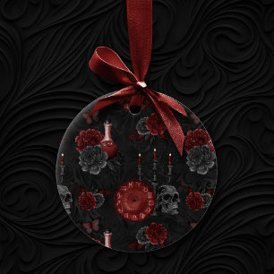 Décoration En Céramique Zodiac Magie   Potion Rose du crâne gothique rouge