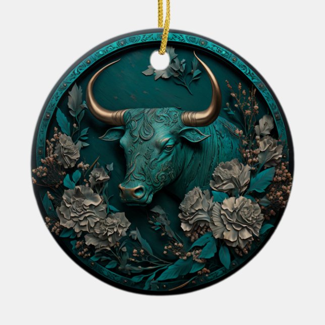 Décoration En Céramique Zodiac Taurus Metal Art (Devant)
