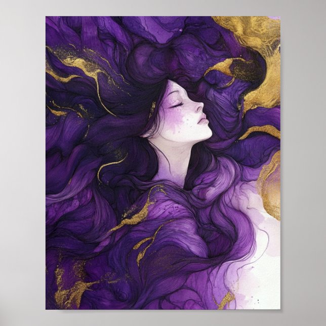 Décoration femme Abstraite violet et or (Devant)