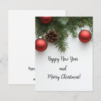decoration fir tree branch with garland  holiday card