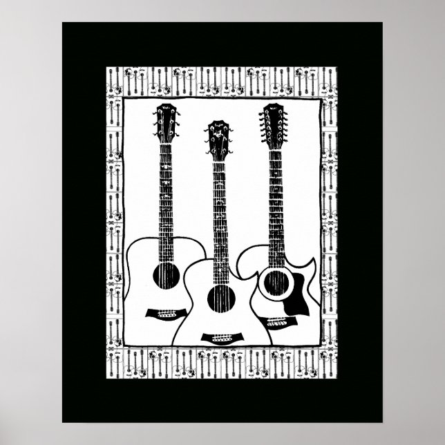 décoration guitare noir et blanc (Devant)