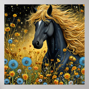 Décoration murale cheval noir Impression de décora