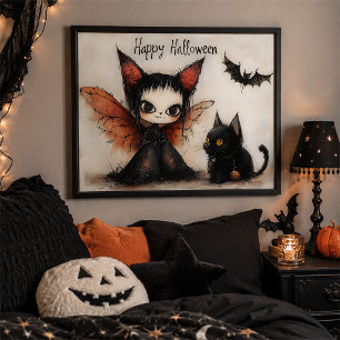 Décoration murale de fée et de chat noir pour Hall