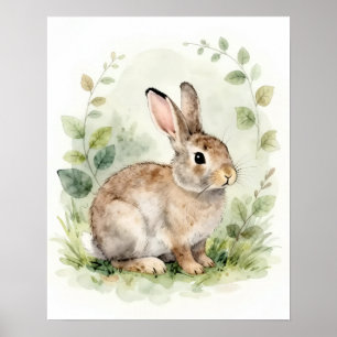 Décoration murale de lapin forestier Art poster de
