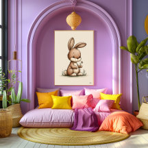 Décoration murale de nurserie de lapin mignon scan