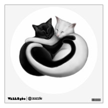 Décoration murale des chats d'amour noirs et blanc