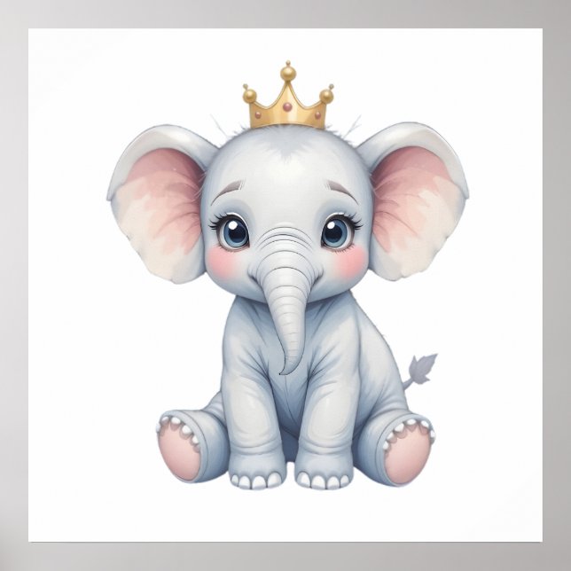 Décoration murale éléphant bébé doux – Affiche de  (Devant)