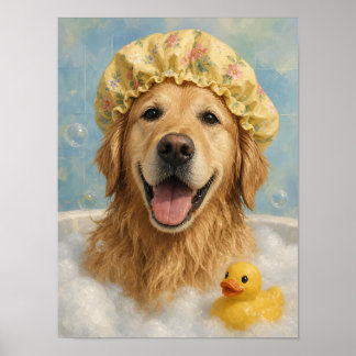 Décoration murale Golden Retriever — Bain moussant