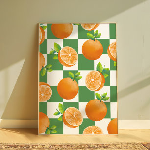 Décoration Murale Orange Damier Fruit Aesthetic