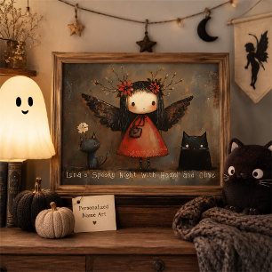 Décoration murale personnalisée de fée et de chats