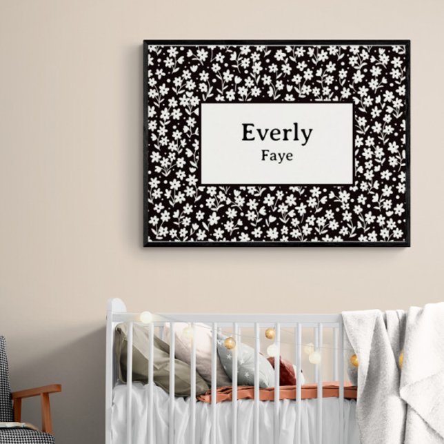 Décoration murale personnalisée Impression de fleu (Customize this baby name print! Shown with a black frame. You will be purchasing the print only.)