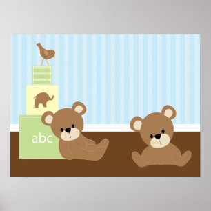 Décoration murale pour enfants Oursons Bruns