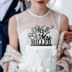 Décoration personnalisée de gâteau de mariage sans