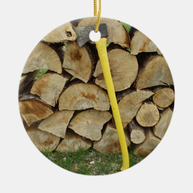 Décoration Pile de Bois et Ax (Devant)