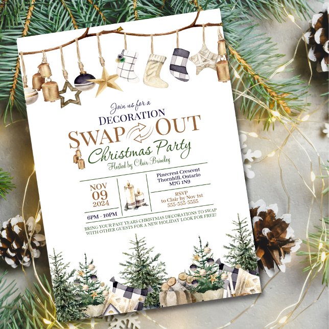 Decoration Swap Out Christmas Party Invitation (Host a Decoration Swap Out party for cost-savings and a new holiday look for the season)