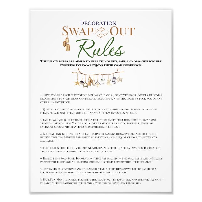 Decoration Swap Out Christmas Party Rules  Photo Print (Front)
