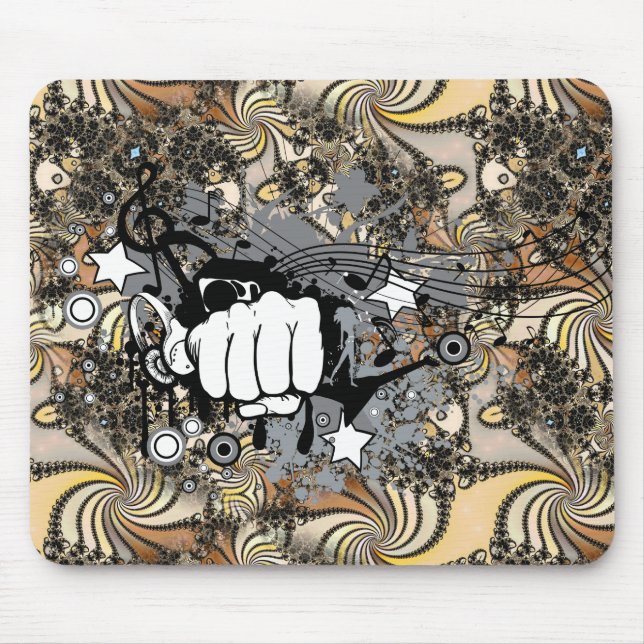 Decoration with fractal image and a fist  mouse pad (Front)
