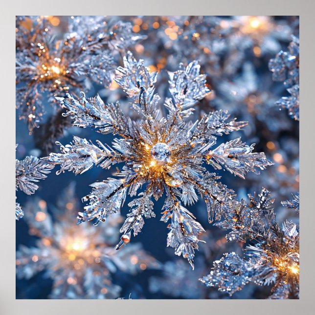 Décorations brillantes de flocon de neige bleu et  (Devant)