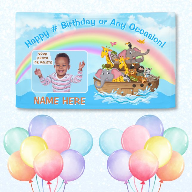 Décorations de la fête de l'Arche de Noé, bannière (Noah's Ark Baby Shower. Noah's Ark Birthday Theme. Noah's Ark 1st Birthday Decorations. Noah's Ideas)
