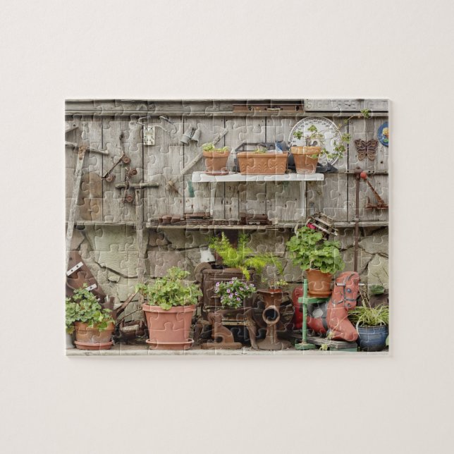 Decorations on wooden fence, Catalina Island, Jigsaw Puzzle (Horizontal)