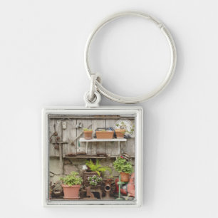Decorations on wooden fence, Catalina Island, Keychain