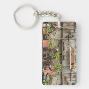 Decorations on wooden fence, Catalina Island, Keychain
