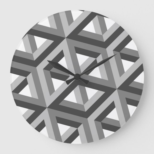 Decorative 3D Hexagons Pattern Large Clock (Front)