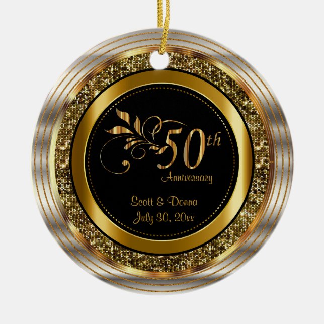 Decorative 50th Golden Anniversary Ceramic Ornament (Front)