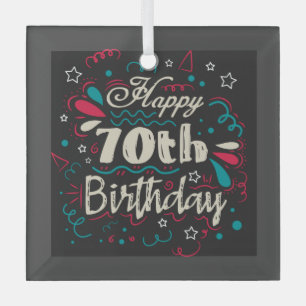 Decorative 70th Birthday Glass Ornament