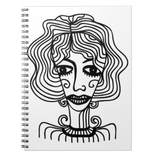 Decorative abstract girl. Vintage illustrationadol Notebook
