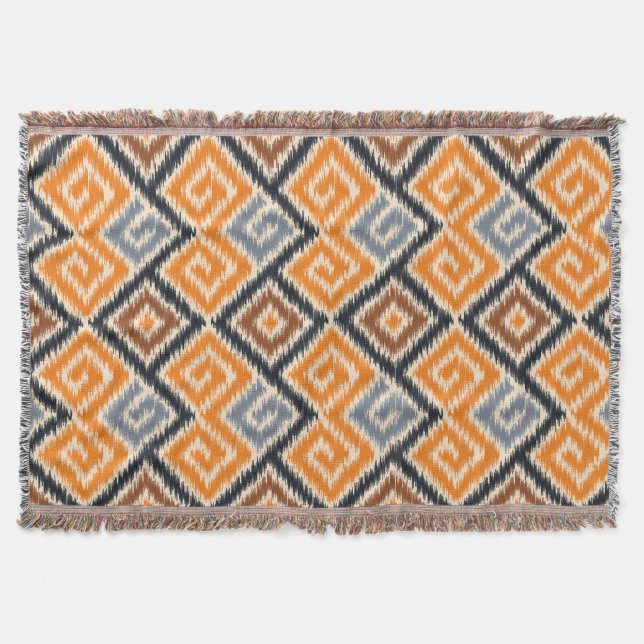 Decorative African batik tribal pattern Orange  Throw Blanket (Front)