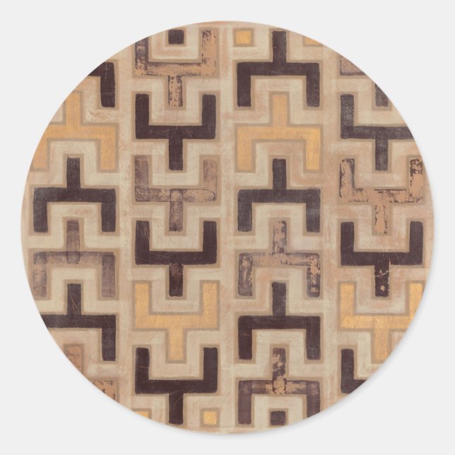 Decorative African Mudcloth Pattern Classic Round Sticker (Front)
