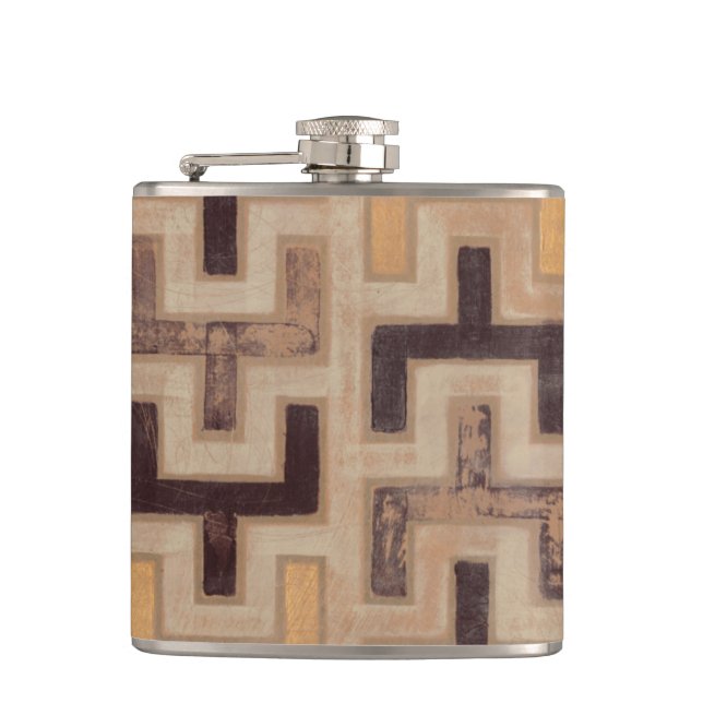 Decorative African Mudcloth Pattern Hip Flask (Front)