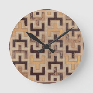 Decorative African Mudcloth Pattern Round Clock