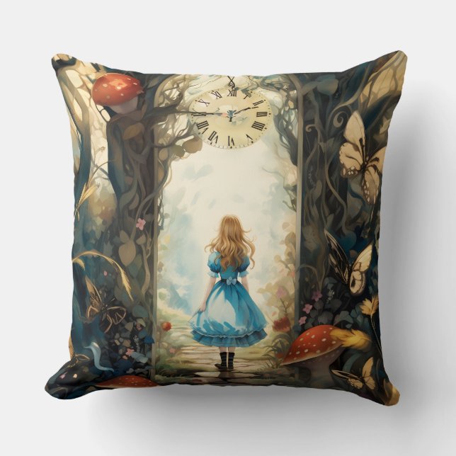 Decorative Alice in Wonderland Throw Pillow (Front)