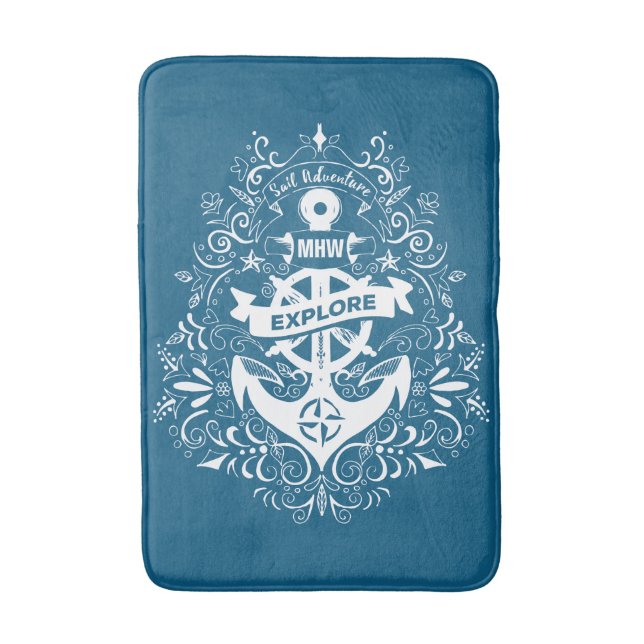 Decorative Anchor custom monogram bath mats (Front Vertical)