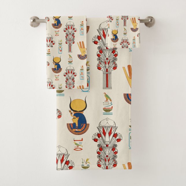 Decorative ancient Egyptian seamless pattern Bath Towel Set (Insitu)