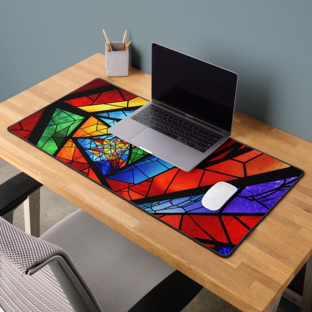 Decorative and modern Stained Glass motive on a de Desk Mat (Office 2)