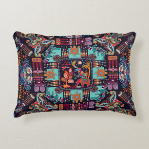 Decorative animals: colourful ethnic design. accent pillow