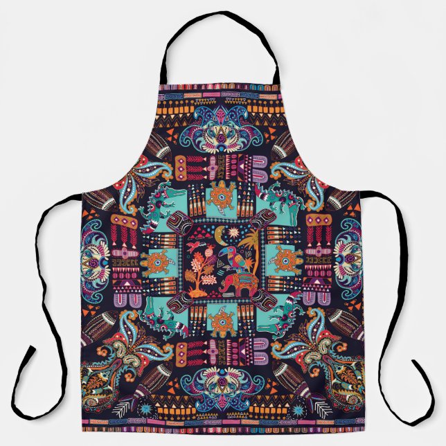 Decorative animals: colourful ethnic design. apron (Front)