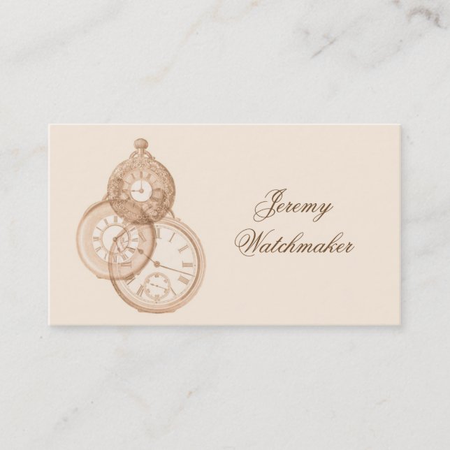 Decorative antique pocket watches in brown business card (Front)