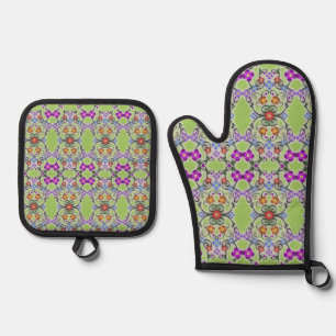 Decorative Apron for Company Oven Mitt & Pot Holder Set