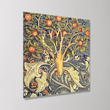 Decorative Art Blue Green Bird Tree Foliage Flower
