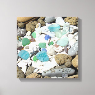 Decorative Art Canvas Beach Sea Glass Fossils