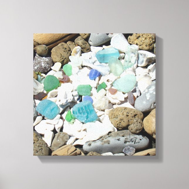 Decorative Art Canvas Beach Sea Glass Fossils (Front)